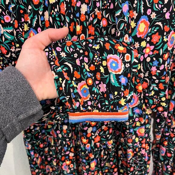 Boden Floral Jersey Maxi Dress Long Sleeve Embroidered Neck Line 6R NWT - Picture 6 of 10